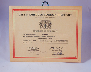 Image of City & Guilds/ Dundee Technical College Certificates 1952-1953 DUNIH 2010.4.2.1