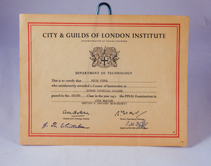 Image of City & Guilds/ Dundee Technical College Certificates 1952-1953 DUNIH 2010.4.2.2