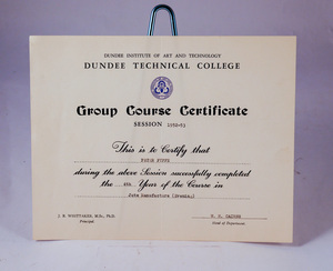 Image of City & Guilds/ Dundee Technical College Certificates 1952-1953 DUNIH 2010.4.2.3