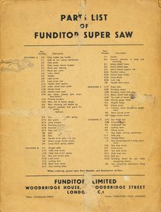 Image of Parts List for Funditor Super Saw DUNIH 2.219.3