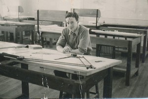 Image of Photograph of Bill Kennedy in Indian drawing office DUNIH 2018.16.4.2