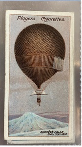 Image of CIGARETTE CARD, first Series no.1 Andree's Polar Balloon, one of a collection of cigarette cards detailing Polar Exploration DUNIH 2022.18.1