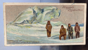 Image of CIGARETTE CARD, first Series no.14 A Remarkable Fumarole in the Old Crater of Mount Erebus, one of a collection of cigarette cards detailing Polar Exploration DUNIH 2022.18.14